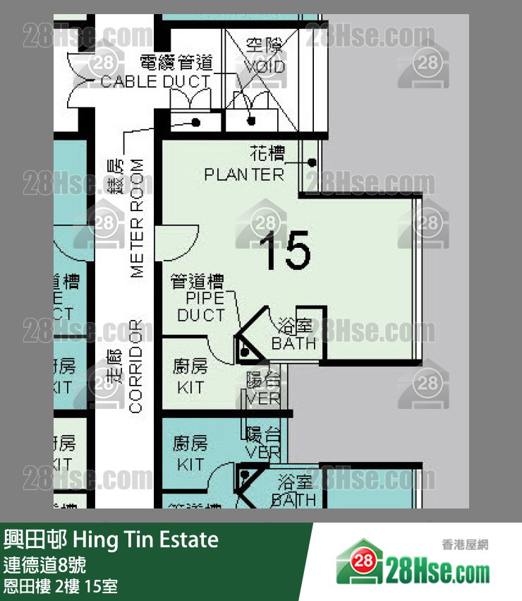 興田邨 恩田樓 2樓 15室 平面圖
