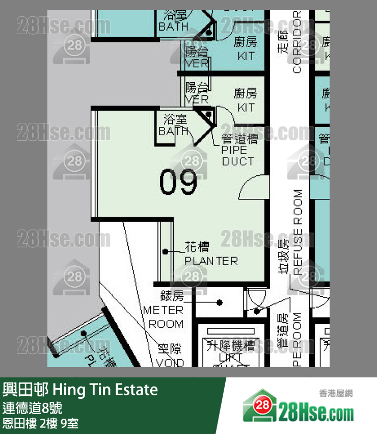 興田邨 恩田樓2樓 9室 平面圖