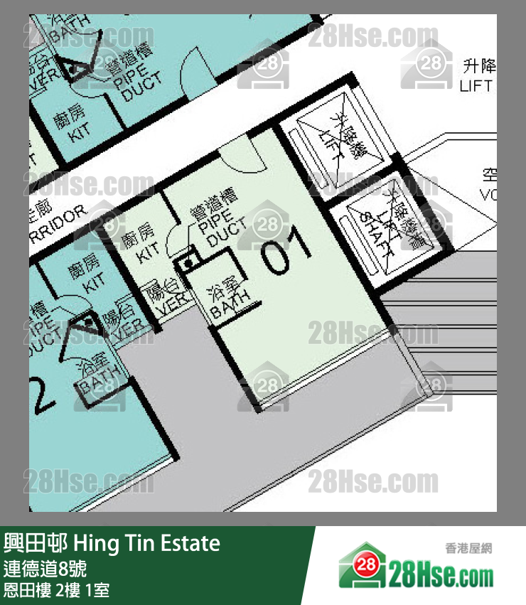興田邨 恩田樓2樓 1室 平面圖