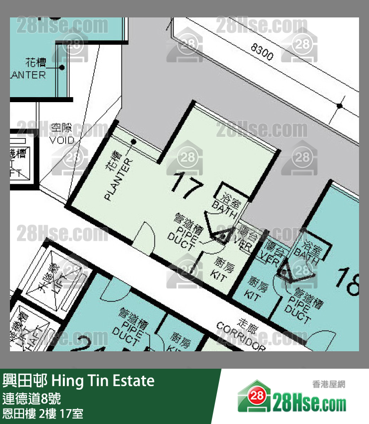 兴田邨 恩田楼 2楼 17室 平面图