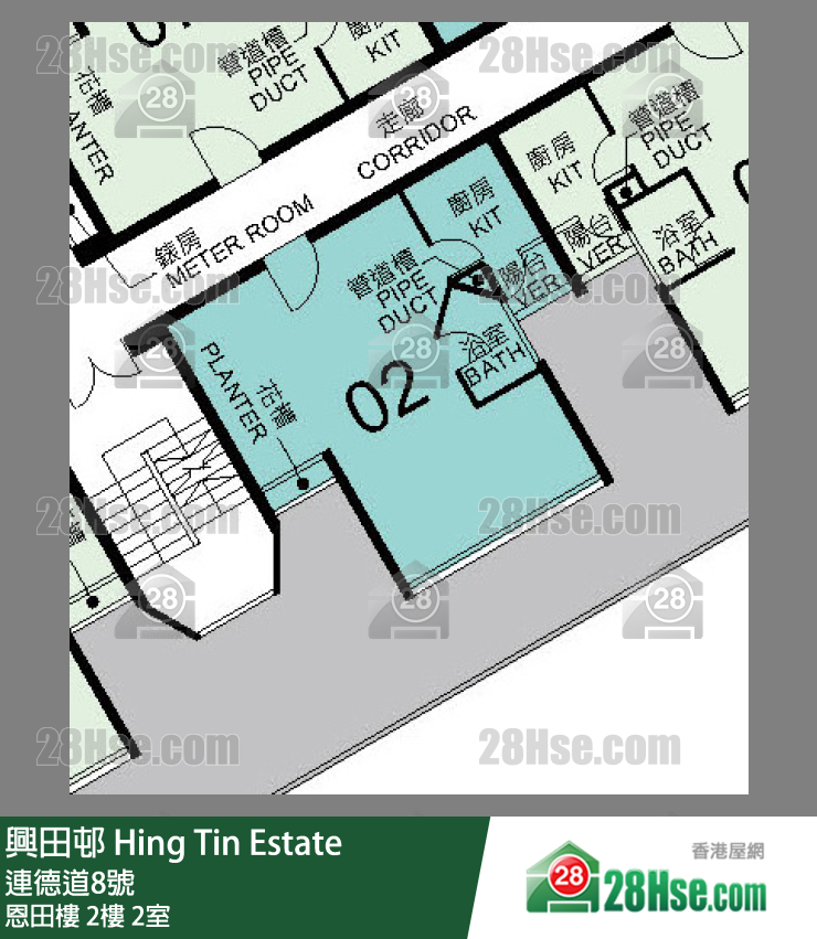 興田邨 恩田樓2樓 2室 平面圖