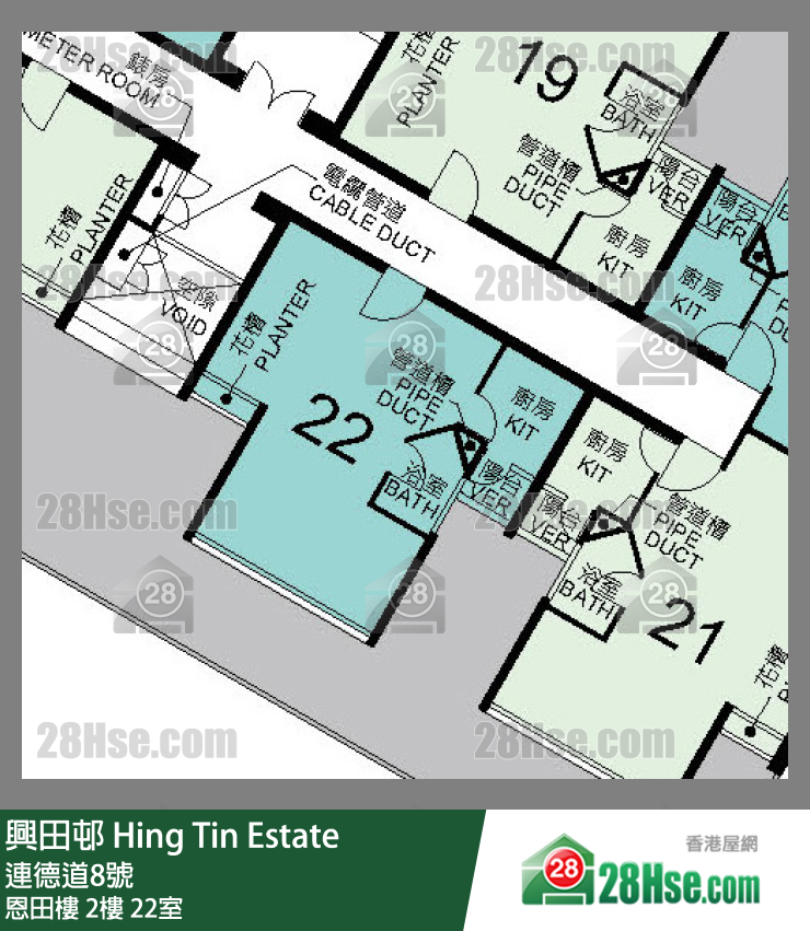 興田邨 恩田樓2樓 22室 平面圖