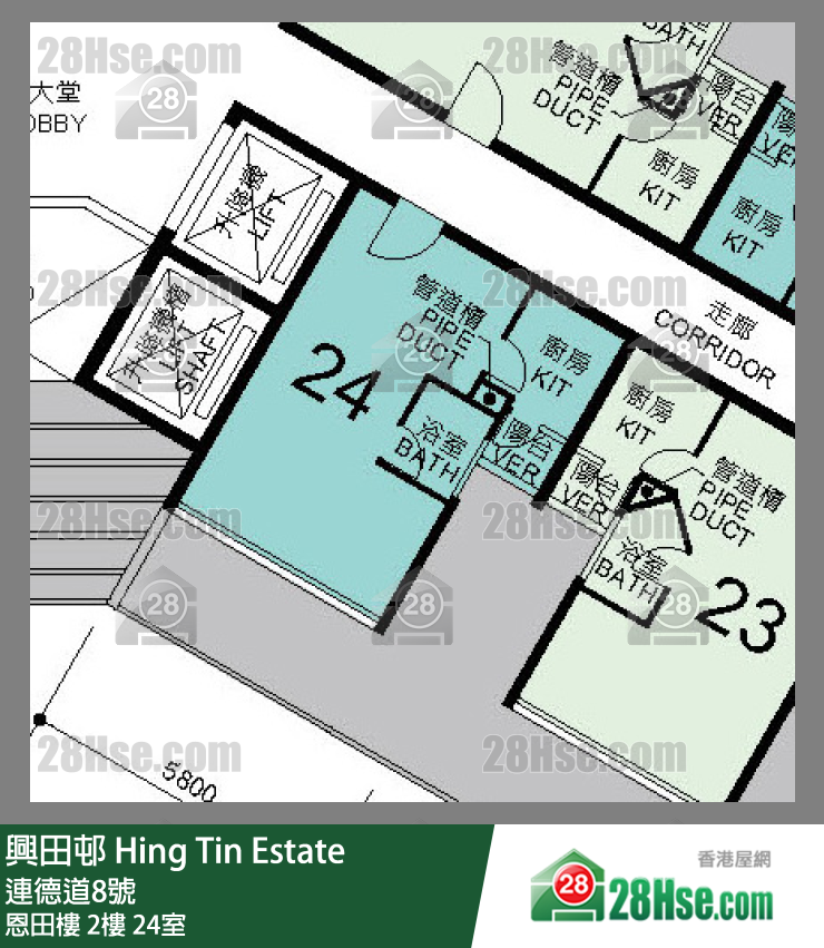 興田邨 恩田樓2樓 24室 平面圖