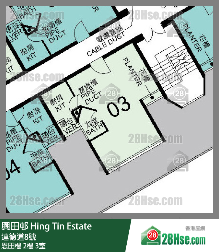 興田邨 恩田樓2樓 3室 平面圖