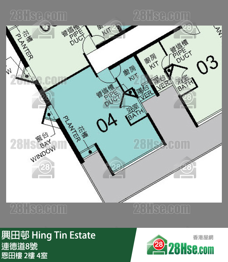 興田邨 恩田樓2樓 4室 平面圖