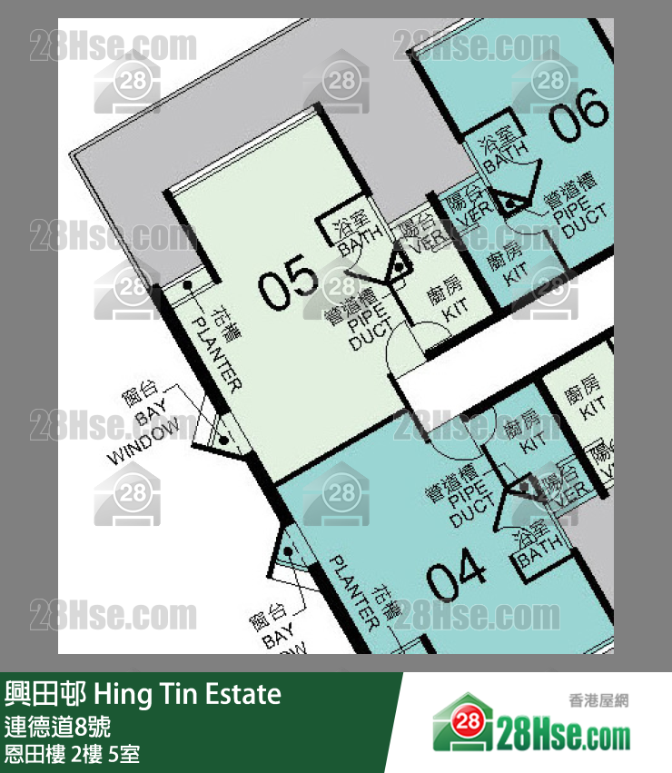 興田邨 恩田樓2樓 5室 平面圖
