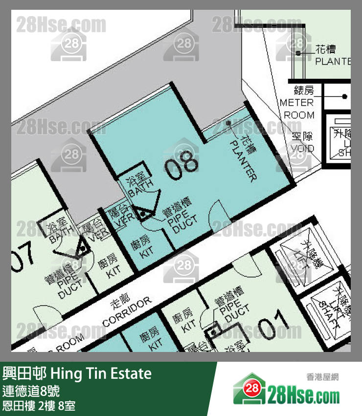 興田邨 恩田樓2樓 8室 平面圖