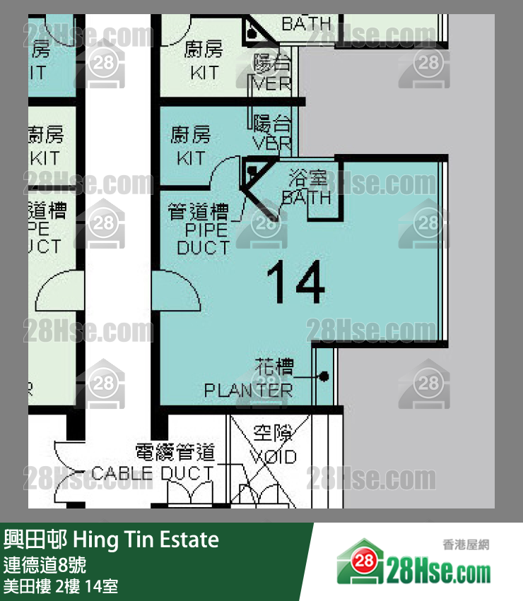 興田邨 美田樓2樓 14室 平面圖