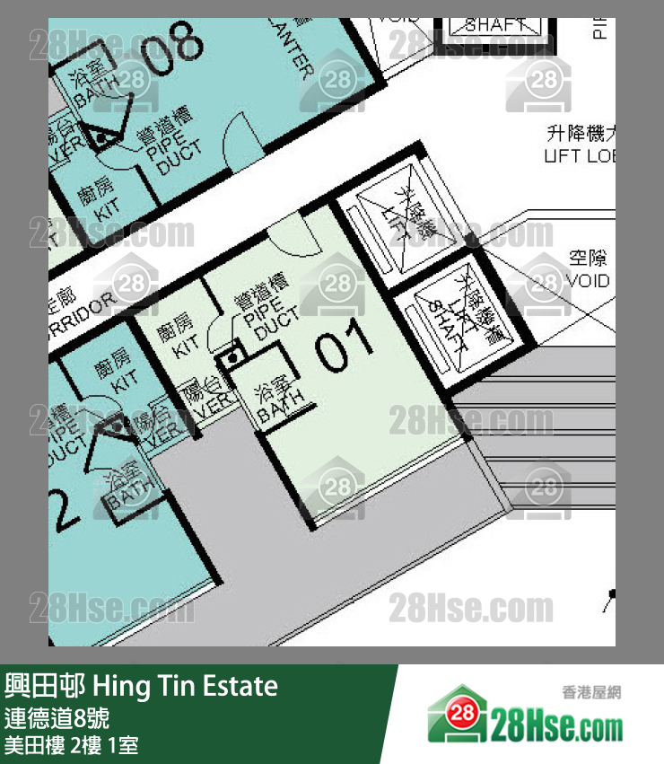 興田邨 美田樓2樓 1室 平面圖