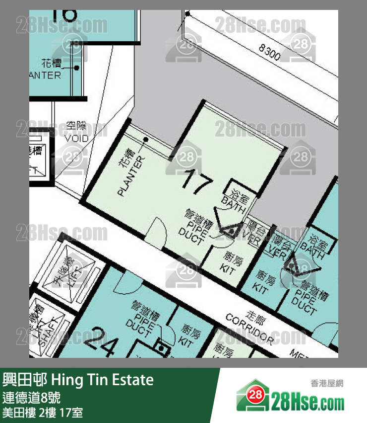 興田邨 美田樓2樓 17室 平面圖