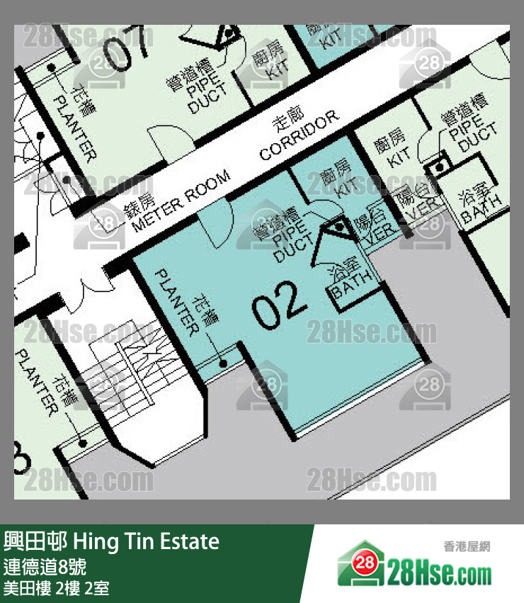 興田邨 美田樓2樓 2室 平面圖
