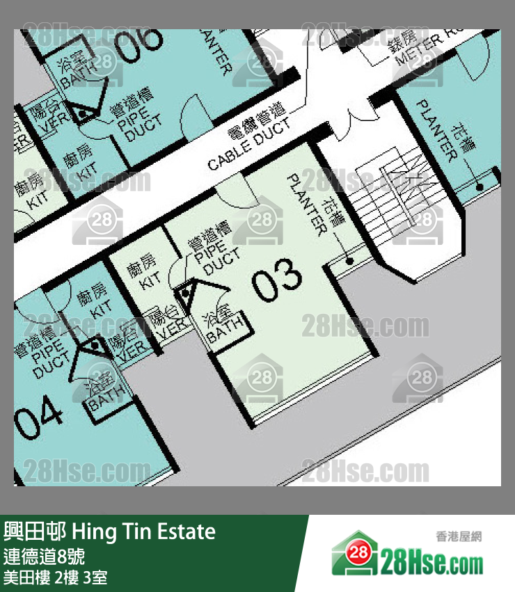 興田邨 美田樓 2樓 3室 平面圖