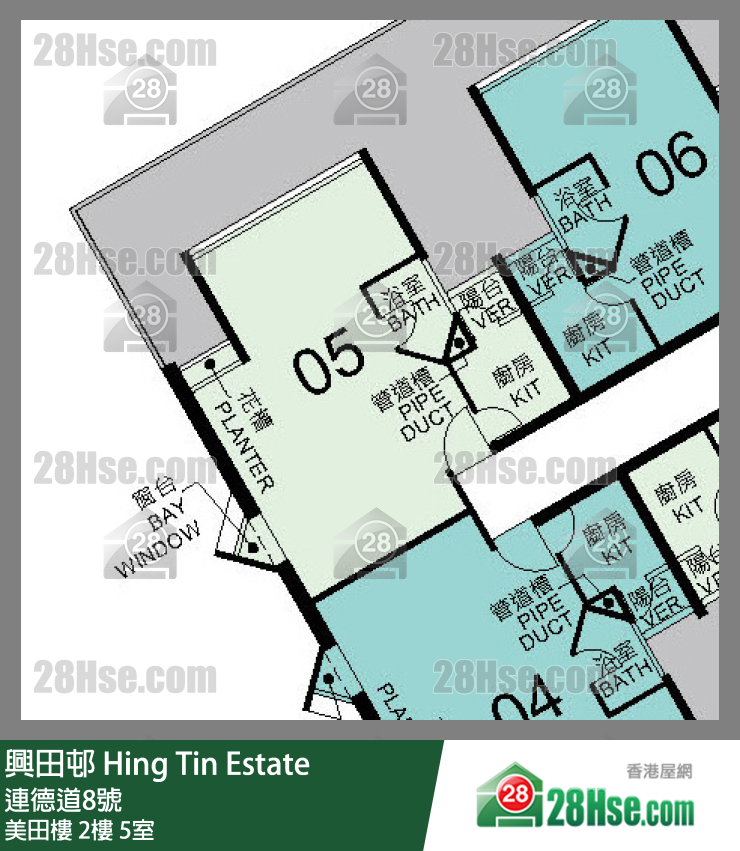 興田邨 美田樓2樓 5室 平面圖
