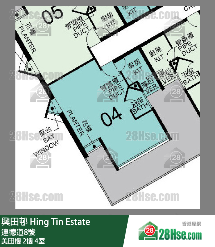 興田邨 美田樓2樓 4室 平面圖