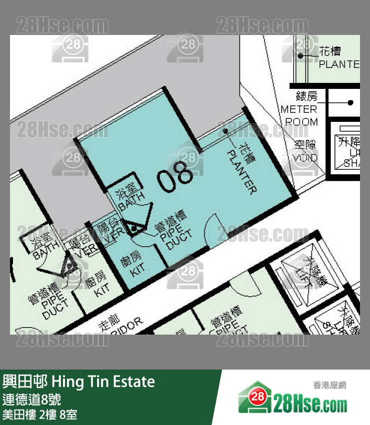 興田邨 美田樓2樓 8室 平面圖