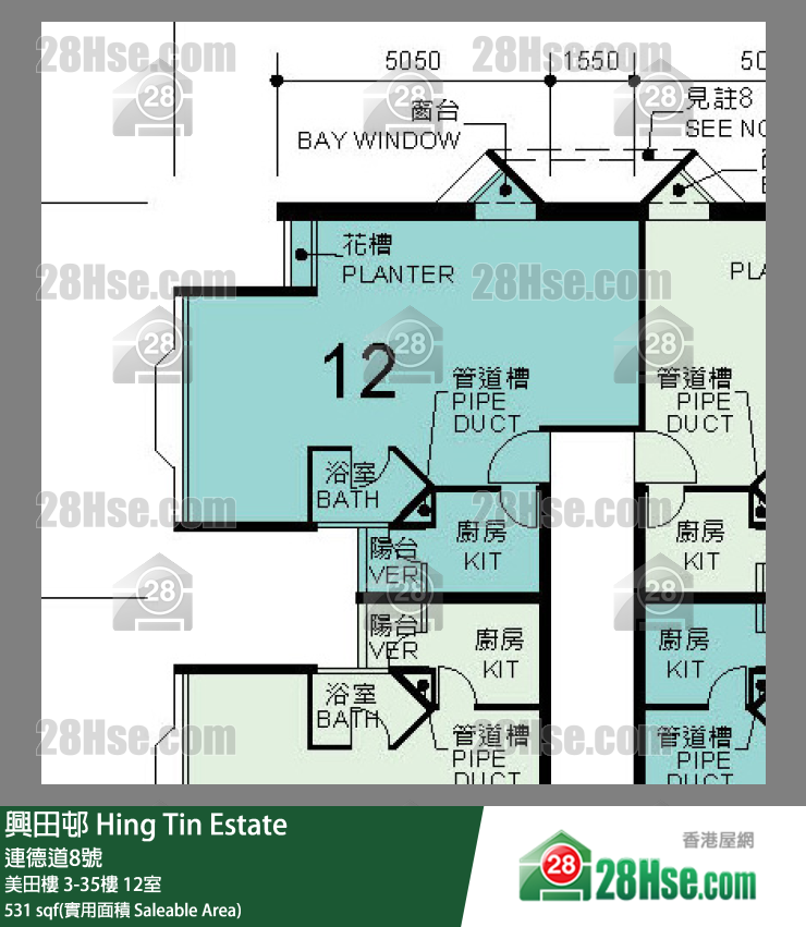 興田邨 美田樓4樓 12室 平面圖