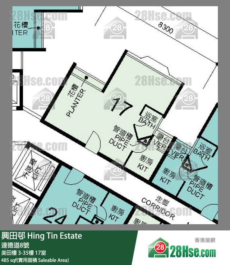 興田邨 美田樓4樓 17室 平面圖