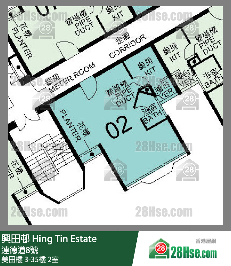興田邨 美田樓29樓 2室 平面圖