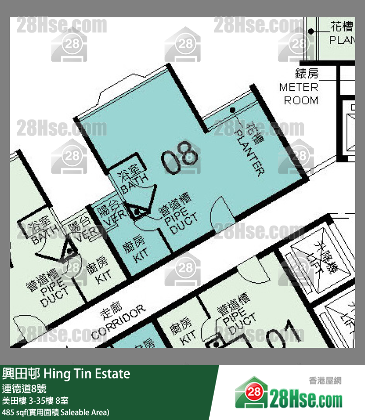 興田邨 美田樓10樓 8室 平面圖