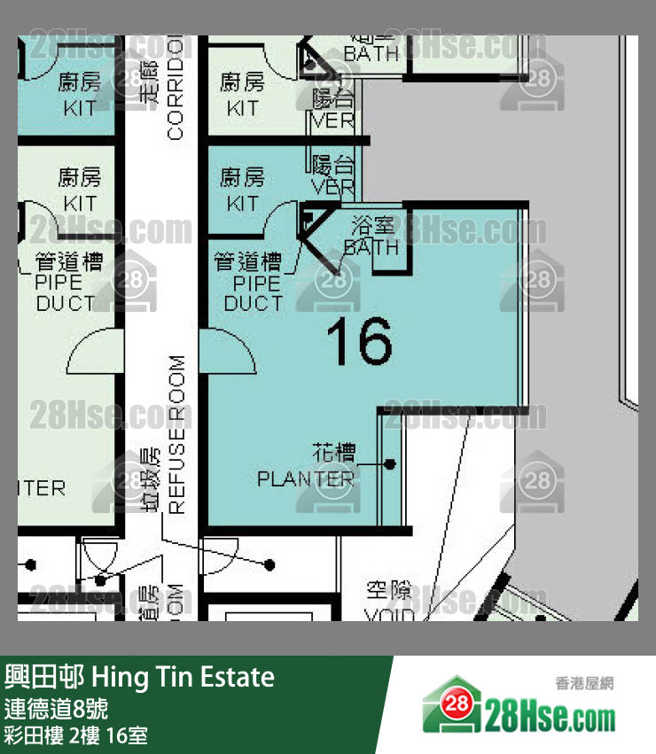 興田邨 彩田樓2樓 16室 平面圖