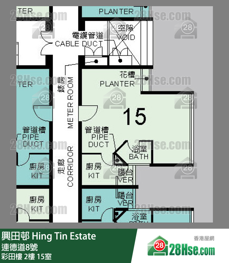 興田邨 彩田樓 2樓 15室 平面圖