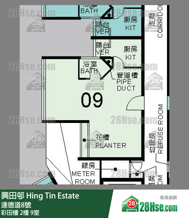 興田邨 彩田樓2樓 9室 平面圖
