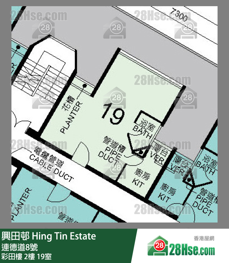 兴田邨 彩田楼 2楼 19室 平面图