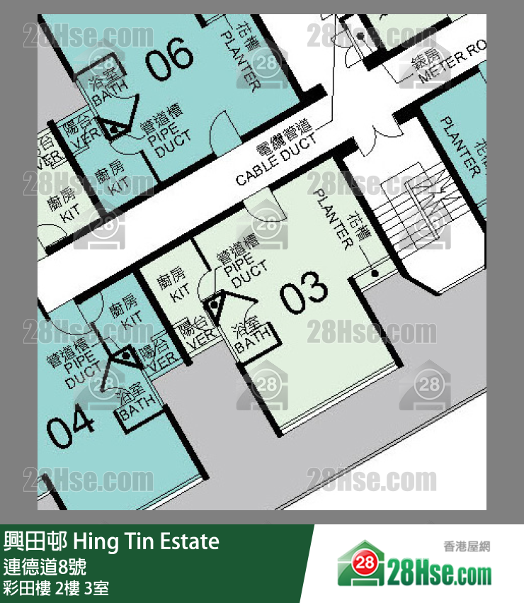 興田邨 彩田樓2樓 3室 平面圖