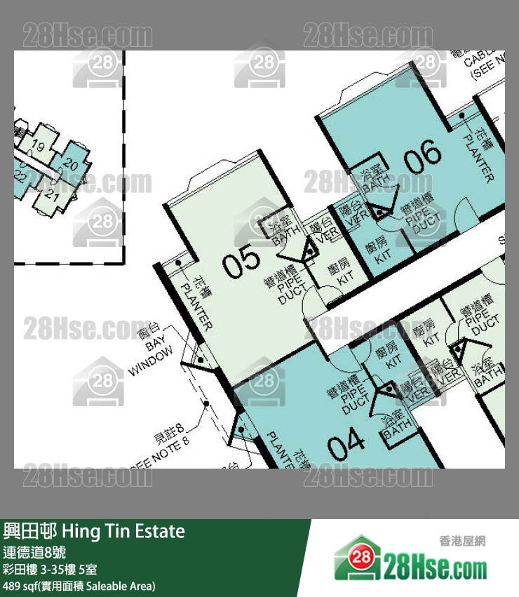 興田邨 彩田樓28樓 5室 平面圖
