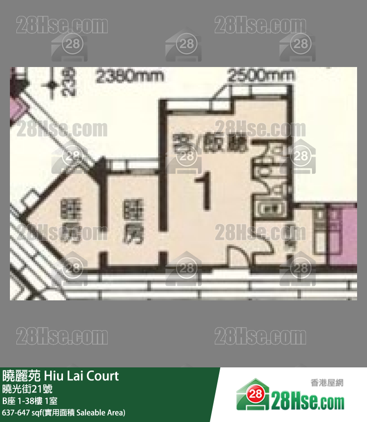 曉麗苑 B座6樓 1室 平面圖