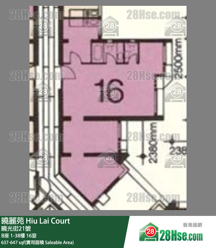 曉麗苑 B座33樓 16室 平面圖