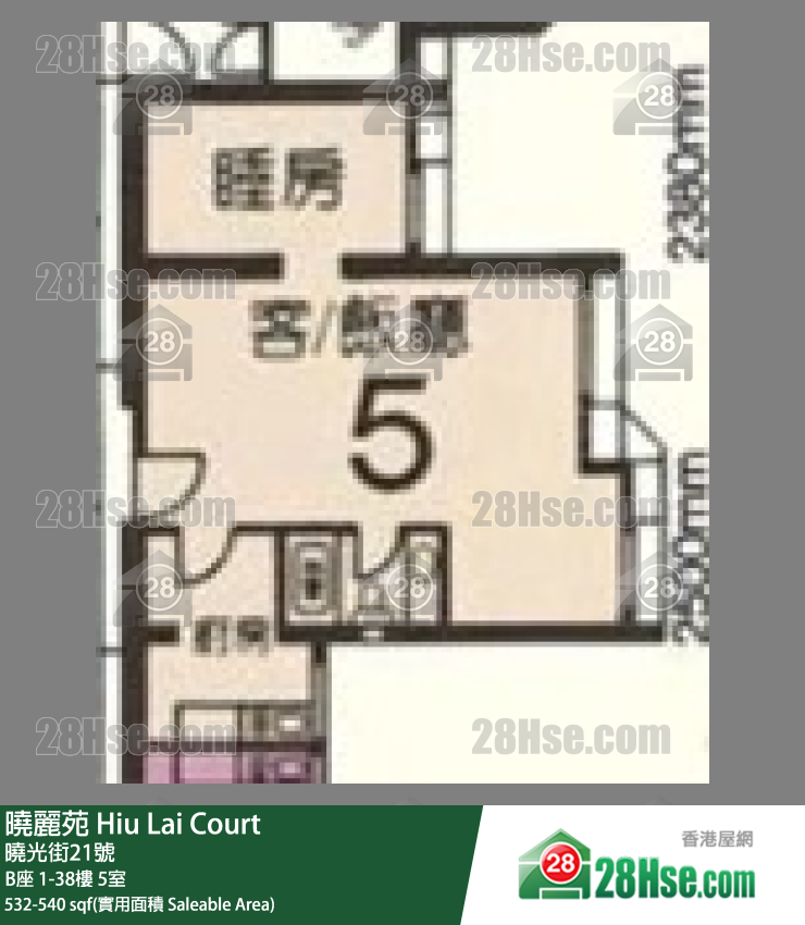 曉麗苑 B座5樓 5室 平面圖