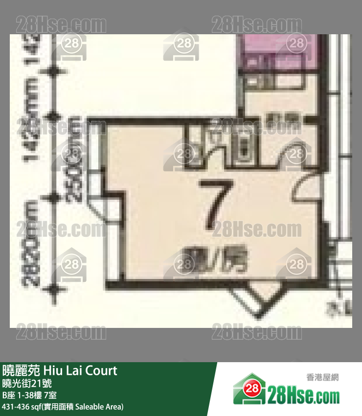 曉麗苑 B座24樓 7室 平面圖