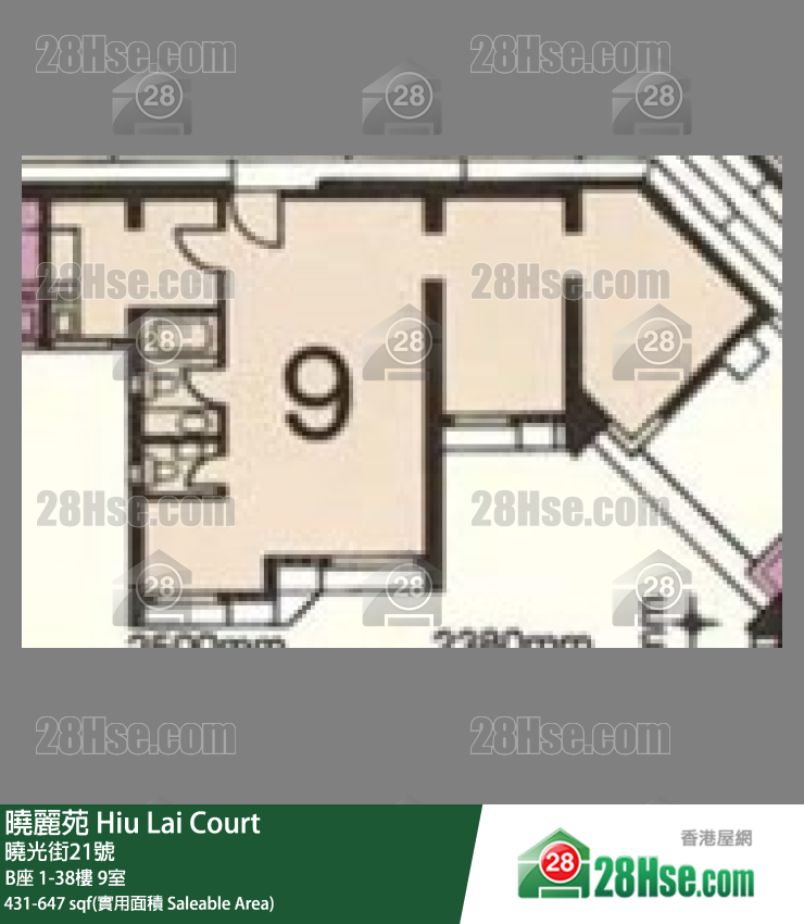 曉麗苑 B座36樓 9室 平面圖