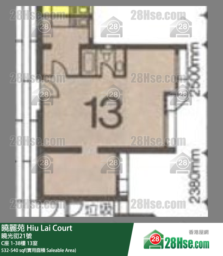 曉麗苑 C座35樓 13室 平面圖