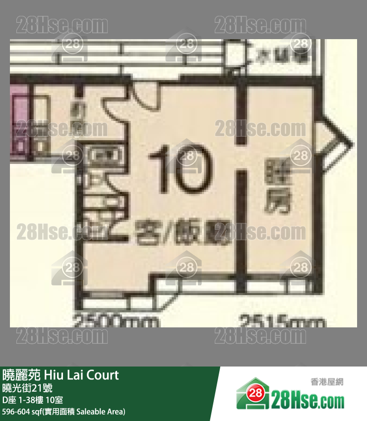 曉麗苑 D座 19樓 10室 平面圖