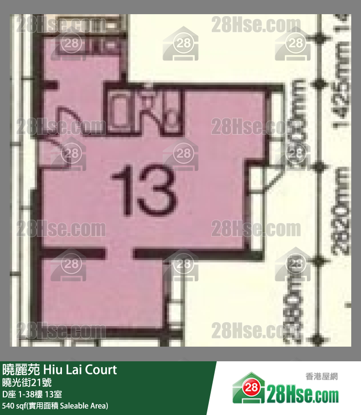 曉麗苑 D座18樓 13室 平面圖