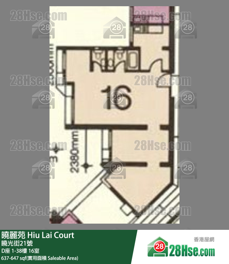 曉麗苑 D座33樓 16室 平面圖