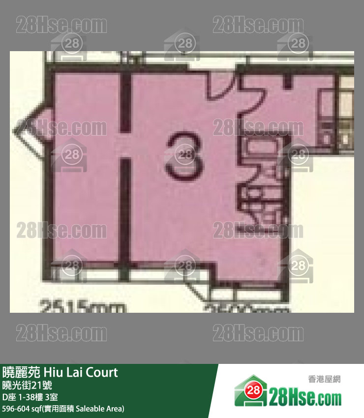 曉麗苑 D座5樓 3室 平面圖