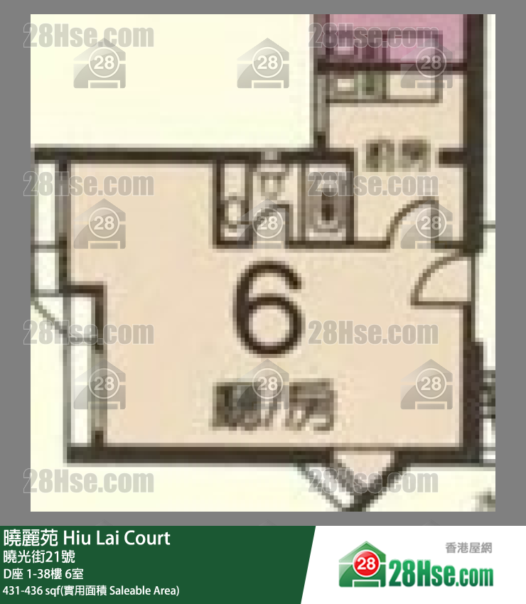 曉麗苑 D座18樓 6室 平面圖