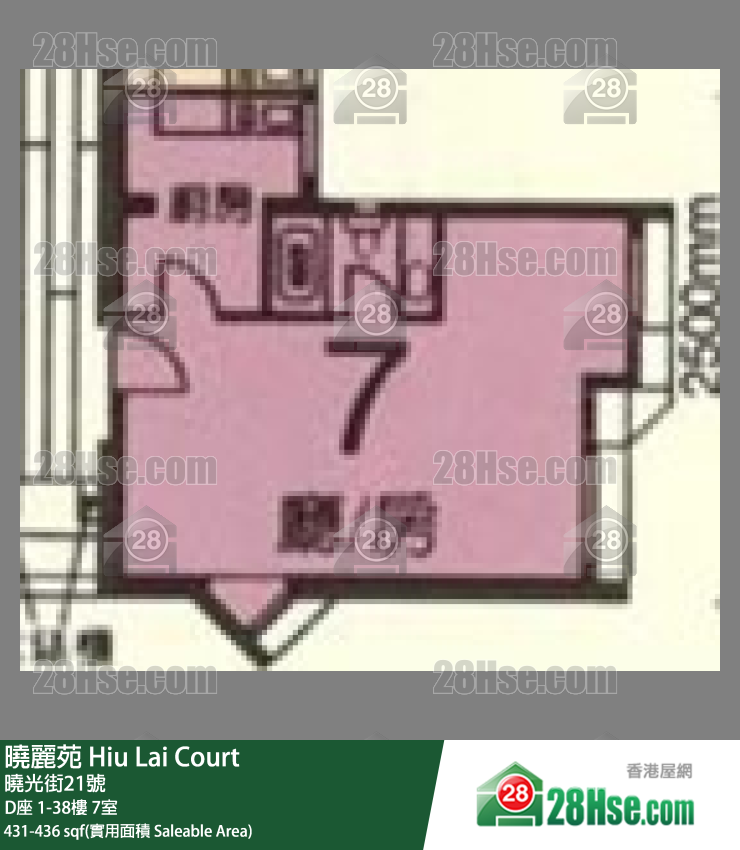曉麗苑 D座38樓 7室 平面圖
