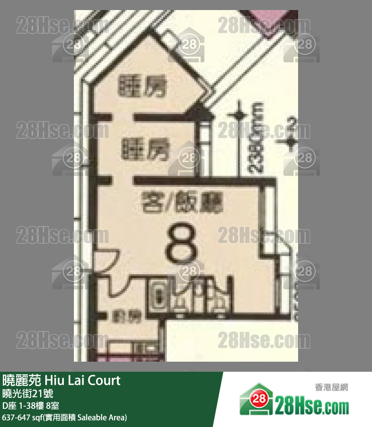 曉麗苑 D座16樓 8室 平面圖