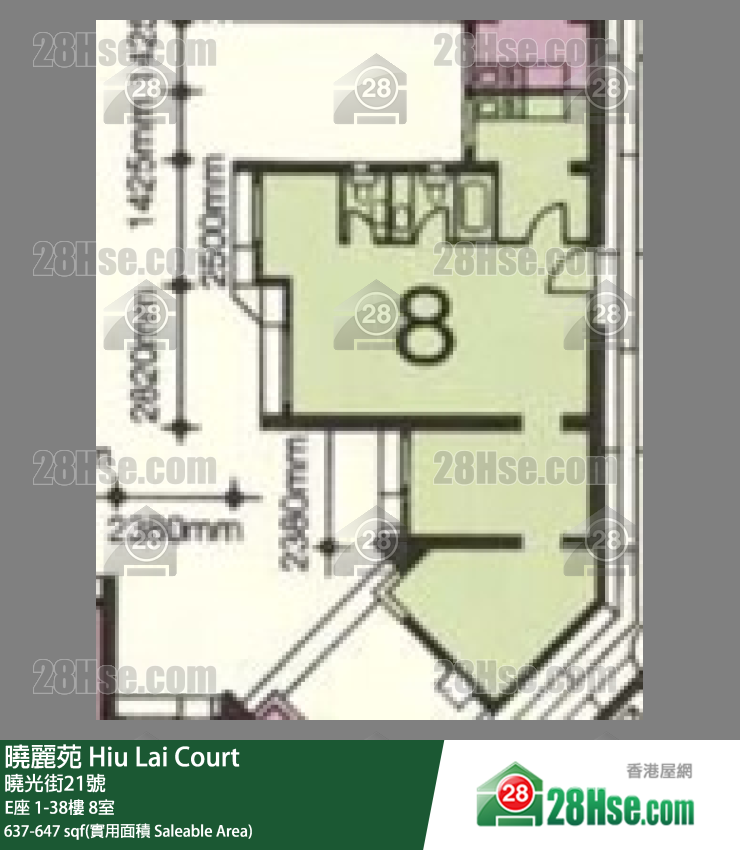 曉麗苑 E座 36樓 8室 平面圖