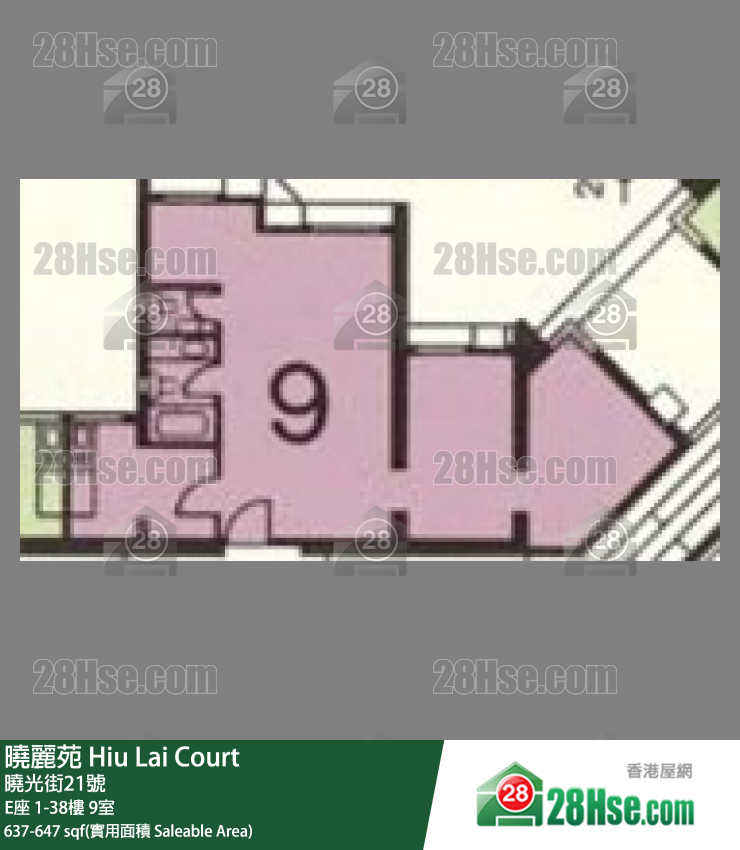 曉麗苑 E座28樓 9室 平面圖