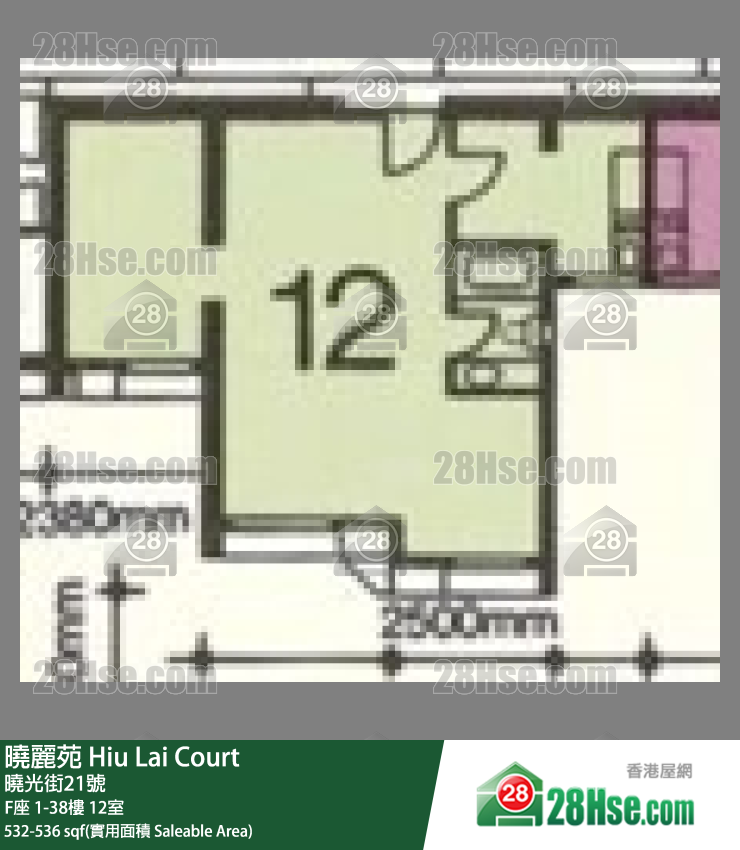 曉麗苑 F座33樓 12室 平面圖