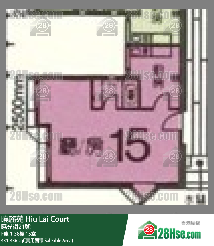 曉麗苑 F座3樓 15室 平面圖