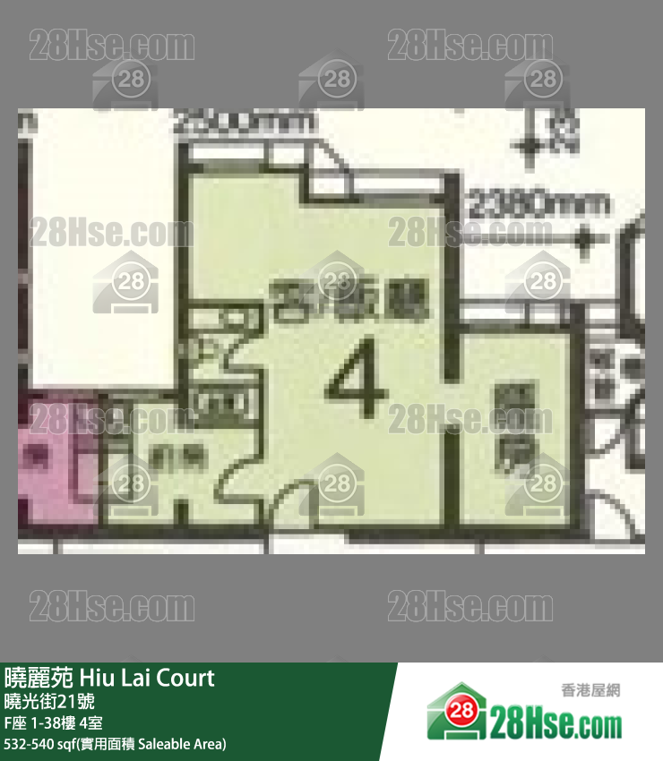 曉麗苑 F座25樓 4室 平面圖