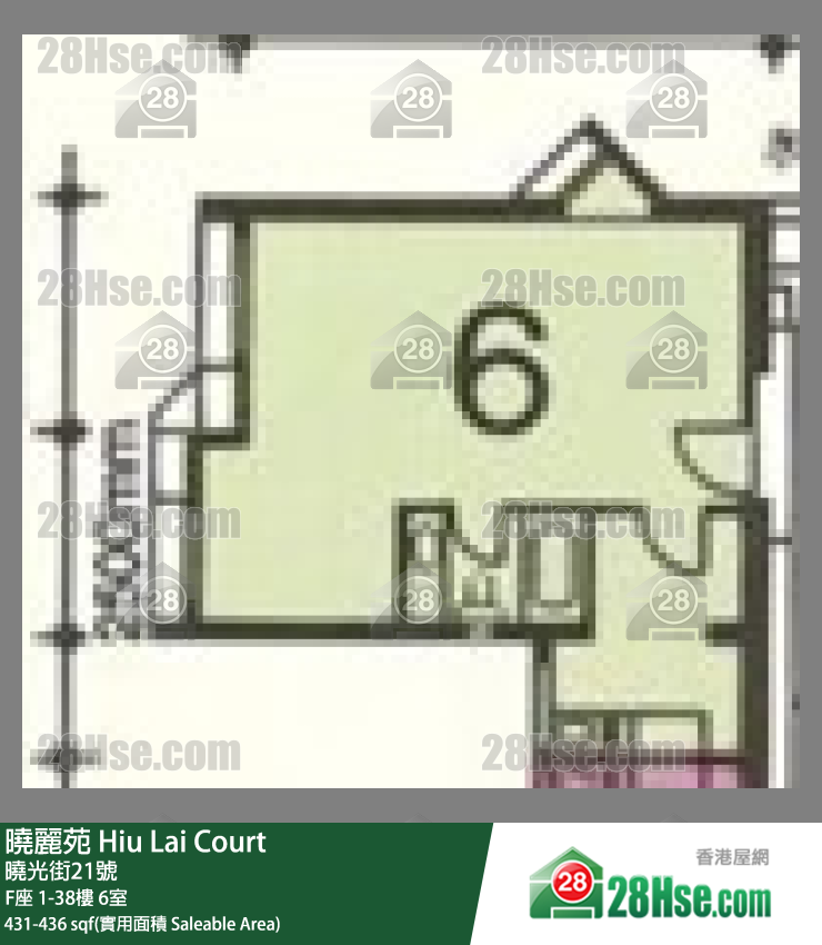 曉麗苑 F座35樓 6室 平面圖