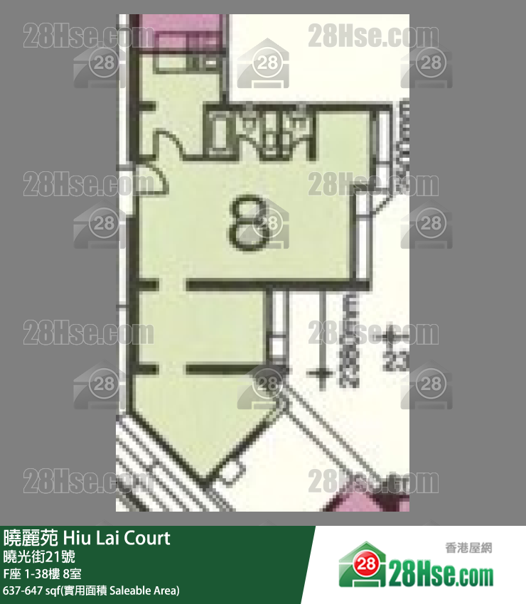 曉麗苑 F座2樓 8室 平面圖