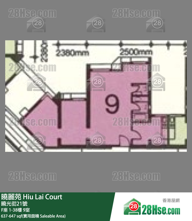 曉麗苑 F座35樓 9室 平面圖